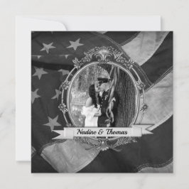 Convite para Casamento Militar B&W com Fotografia
