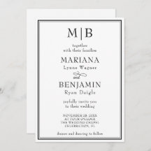 Convite para Casamento Minimalista Branco Negro Mo
