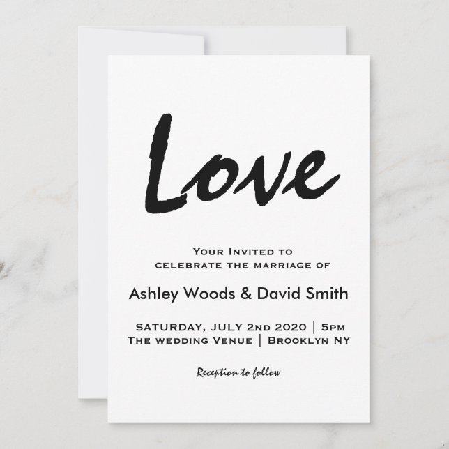 Convite para Casamento Minimalista de Script Moder (Frente)