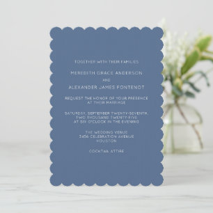 Convite para Casamento Minimalista Dusty Blue