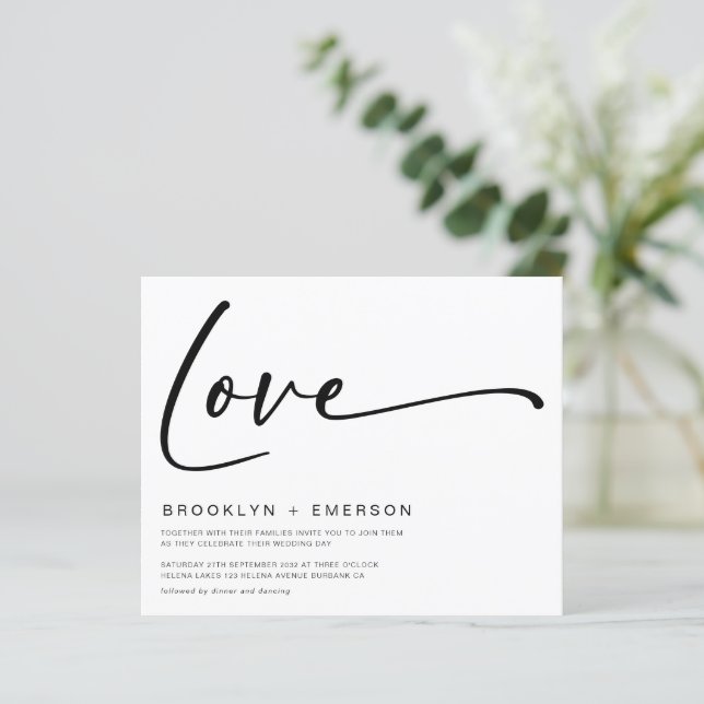 Convite para Casamento Minimalista Moderno de Orça (Em pé/Frente)