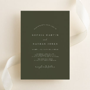 Convite para Casamento Minimalista Verde-Oliva