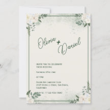 Convite para Casamento Minimalista Verde Sem Motiv