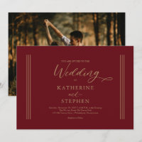 Convite para Casamento Minimalista Vermelho Modern