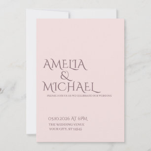 Convite para Casamento Mínimo de Impressão Chic e
