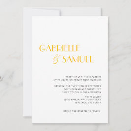 Convite para Casamento Mínimo Moderno Amarelo de M