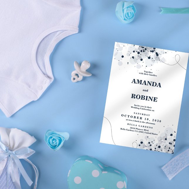 Convite para Casamento Mínimo Negro e Branco (Criador carregado)