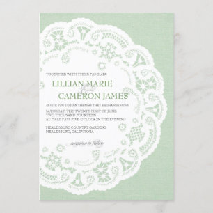 Convite para Casamento Mint Lace Doily