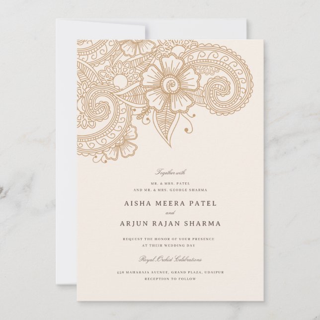 Convite Para Casamento Mod Mehandi (Frente)