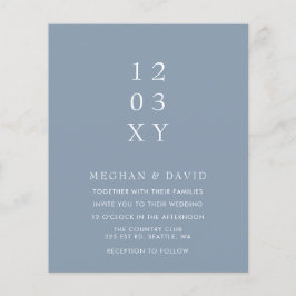 Convite para Casamento Moderno Azul com Dusty
