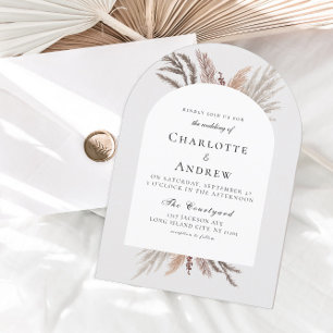Convite para Casamento Moderno Boho Pampasgras