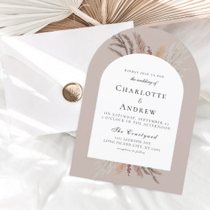 Convite para Casamento Moderno Boho Pampasgras