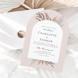 Convite para Casamento Moderno Boho Pampasgras