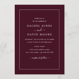 Convite Para Casamento Moderno Branca E Borgonha
