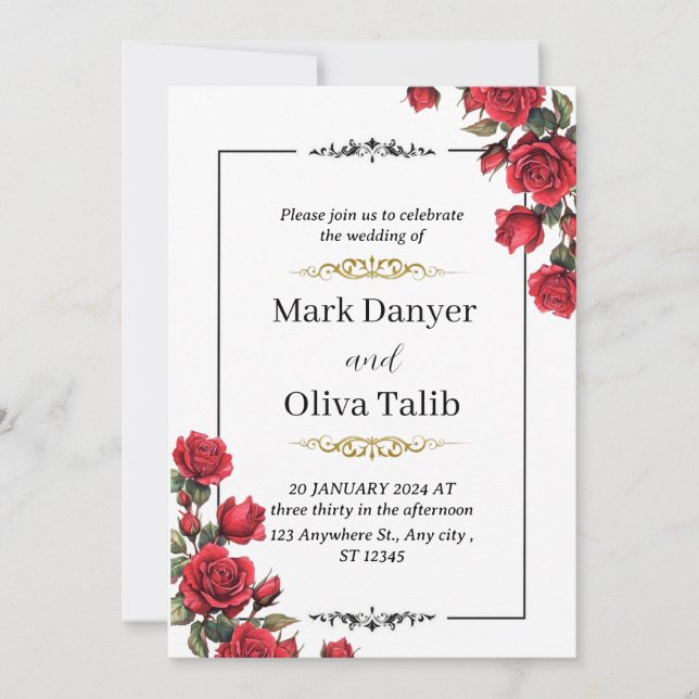 Convite para Casamento Moderno Chic (Frente)