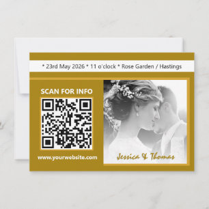 Convite para casamento moderno, código QR, foto, o