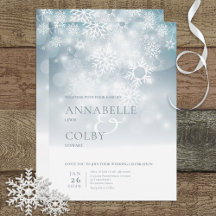 Convite para Casamento Moderno da Neve Azul de inv