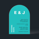 Convite para Casamento Moderno de Aqua Turquoise<br><div class="desc">A frente deste moderno cartão de convite para o casamento apresenta letras negras e brancas em um brilhante fundo de turquesa aqua. A parte traseira da placa apresenta uma turquesa aqua clara e simples. Um belo cartão de convite para casamento que é fácil personalizar online antes de fazer pedidos.</div>