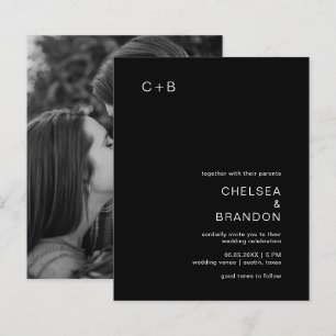 Convite para Casamento Moderno de Chelsea Black