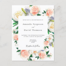 Convite para casamento moderno de coral branco flo