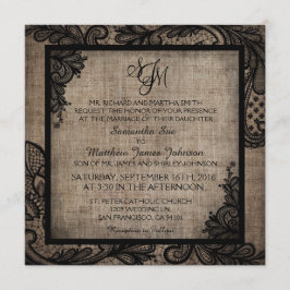 Convite para Casamento Moderno de Góticos Burlap P