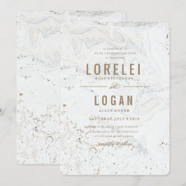 Convite para Casamento Moderno de Marble | DOURADO