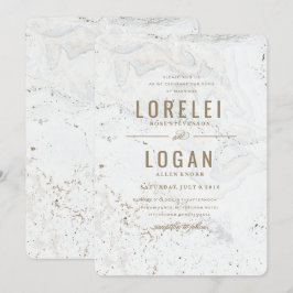 Convite para Casamento Moderno de Marble | DOURADO