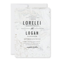 Convite para Casamento Moderno de Marble | Preto