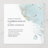 Convite para Casamento moderno de ouro azul textur