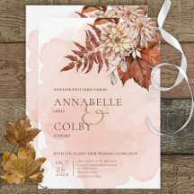Convite para Casamento Moderno do Autumn Watercolo