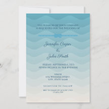 Convite para Casamento Moderno do Blue Ombre Paste