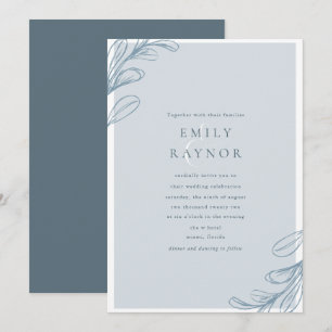 Convite para Casamento Moderno Dusty Blue