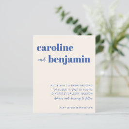 Convite para Casamento Moderno Ecru Azul