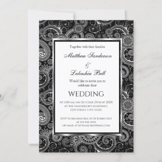 Convite para Casamento Moderno Elegante Branco Neg