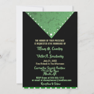 Convite para Casamento Moderno Elegante Negro e Ve