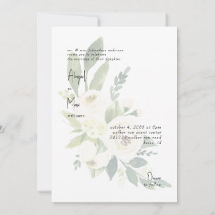 Convite para Casamento Moderno Floral Branco Elega