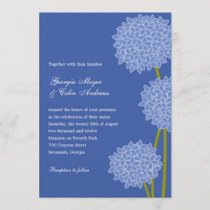Convite para Casamento Moderno Hydrangeas - Azul