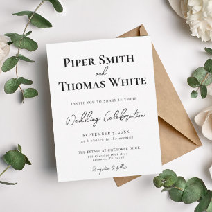Convite para Casamento Moderno Negrito   Minimalis