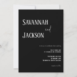 Convite para Casamento Moderno Negro e Branco