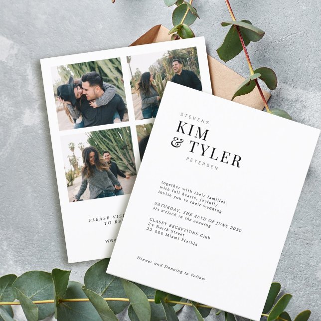 Convite para casamento moderno para colagem de fot (Criador carregado)