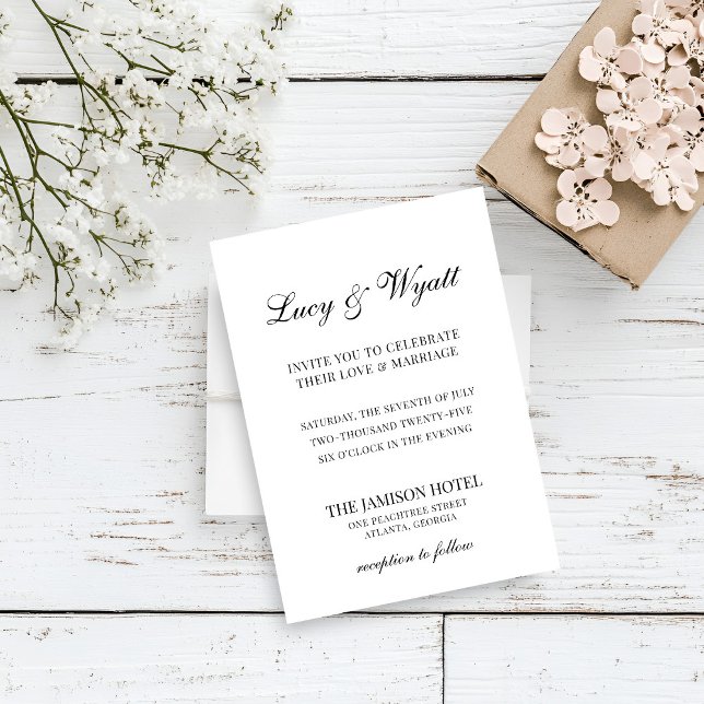 Convite para casamento moderno preto e branco (Criador carregado)