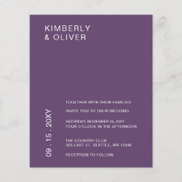 Convite para Casamento Moderno Roxo de Orçamento