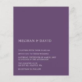 Convite para Casamento Moderno Roxo de Orçamento