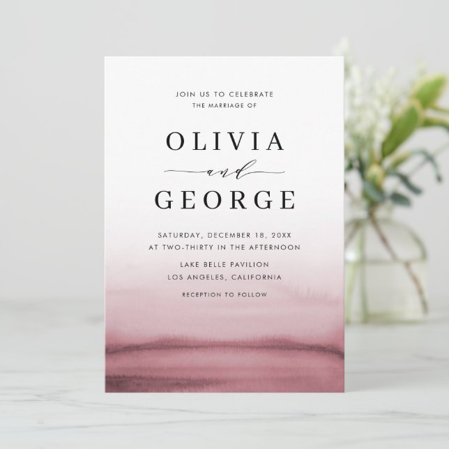 Convite para Casamento Moderno Vermelho de Waterco (Em pé/Frente)