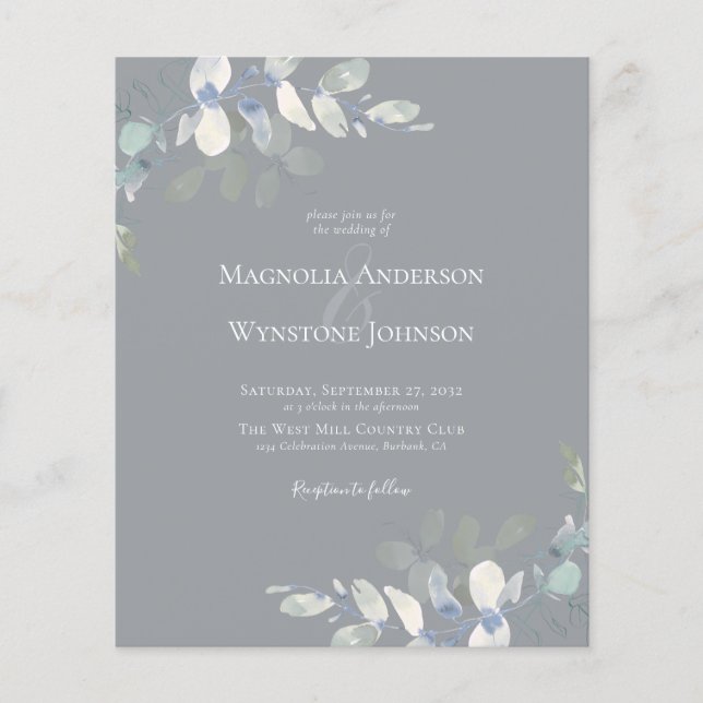 Convite para Casamento Monocromático Eucalyptus de (Frente)