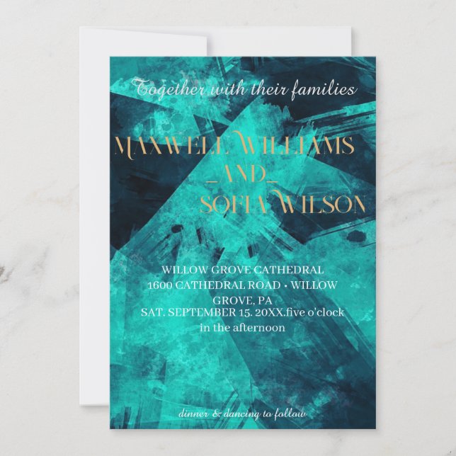 Convite para Casamento Moody Painterly Watercolor (Frente)