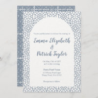 Convite para Casamento Mosaico Azul Dusty