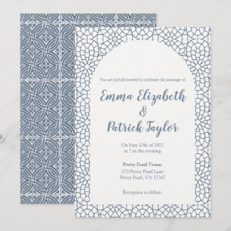 Convite para Casamento Mosaico Azul Dusty