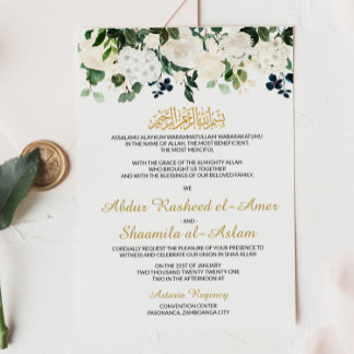 Convite para Casamento Muçulmano de White Florals
