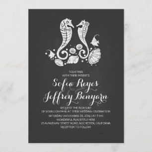 Convite para casamento na praia de Chalkboard